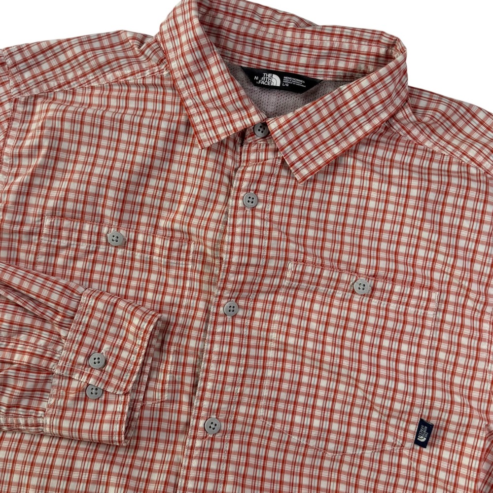 The North Face Mens Large Vented Plaid Button Up Shirt Roll Tab Sleeve Hiking
